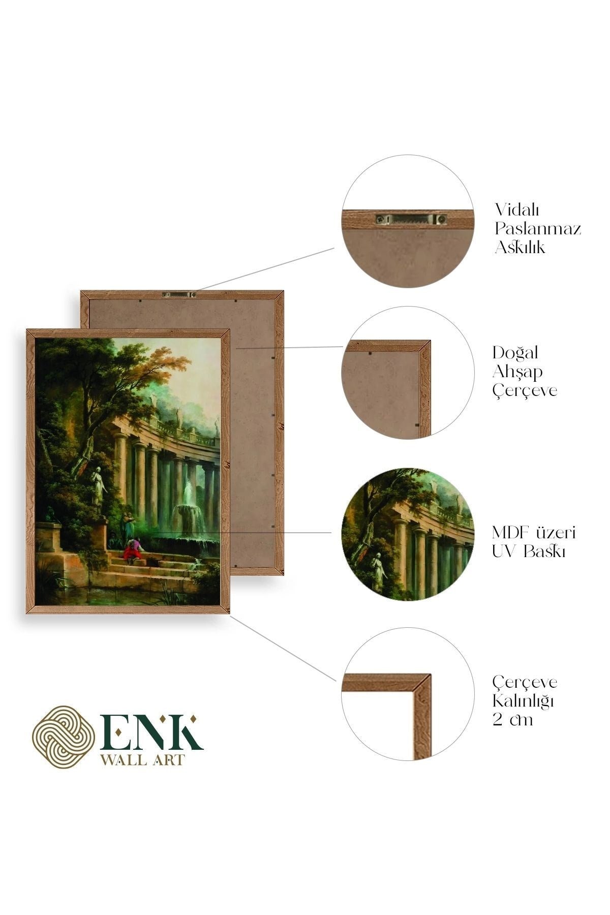 Yapraklar Ahşap Çerçeveli Tablo 50 x 70