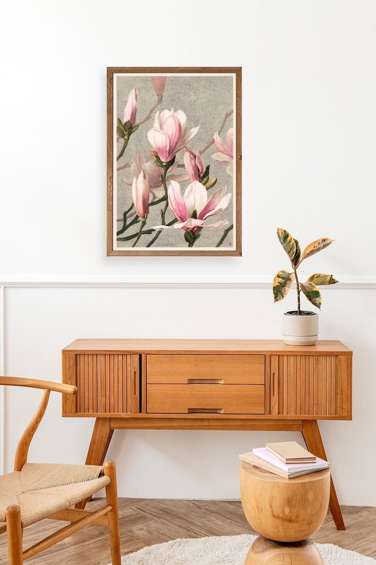 Magnolia Flowers Ahşap Çerçeveli Tablo 50 x 70