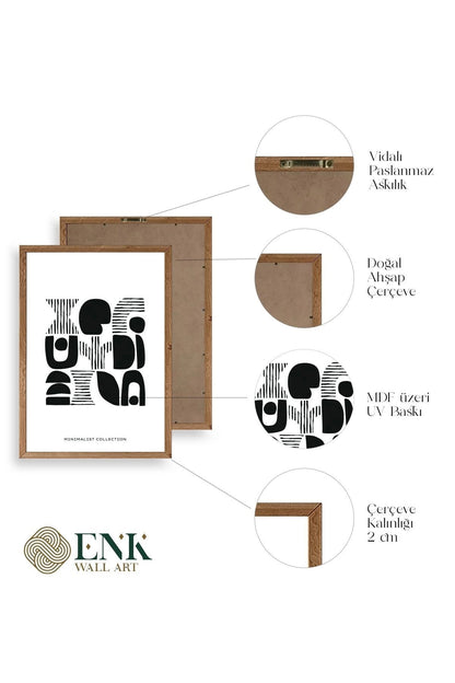 Soyut Ahşap Çerçeveli Tablo 50 x 70