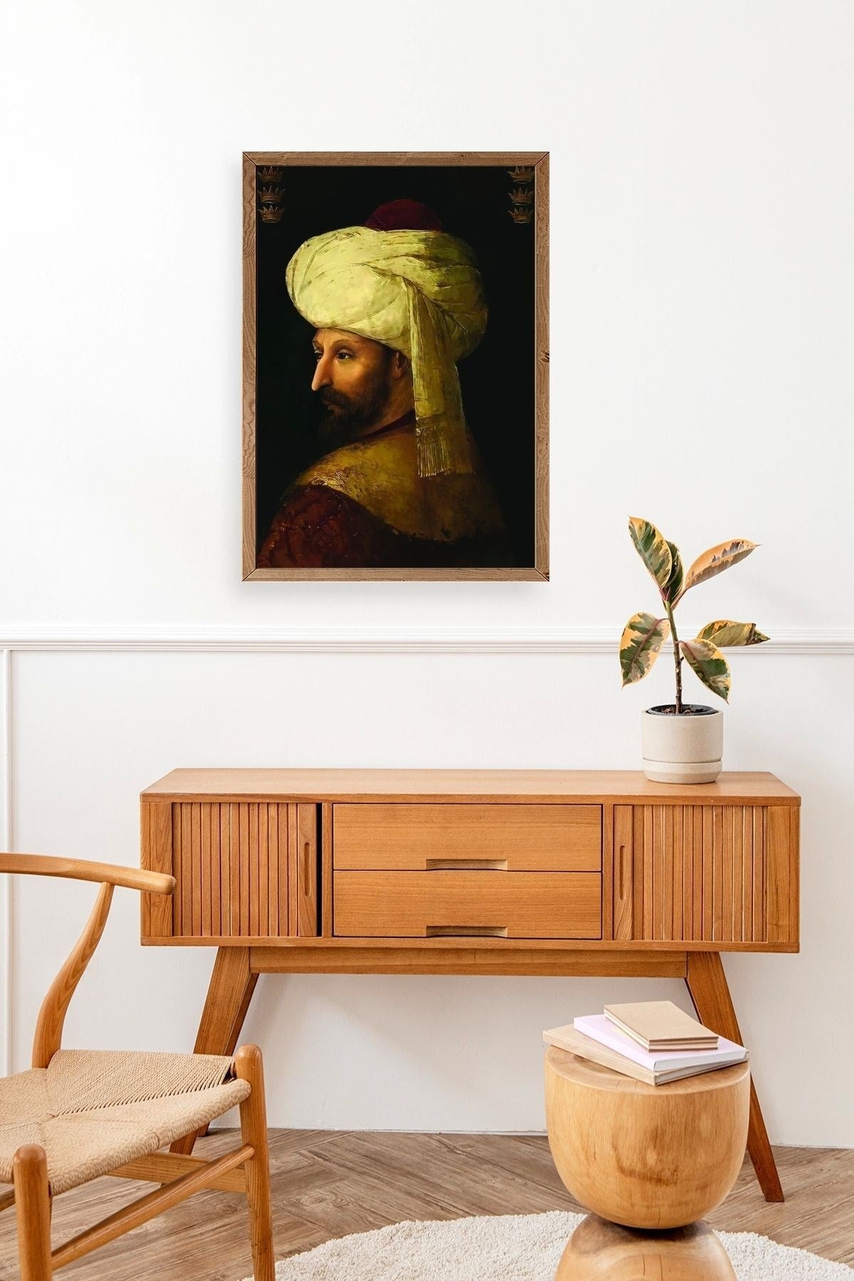 Fatih Sultan Mehmet Ahşap Çerçeveli Tablo 30 x 42