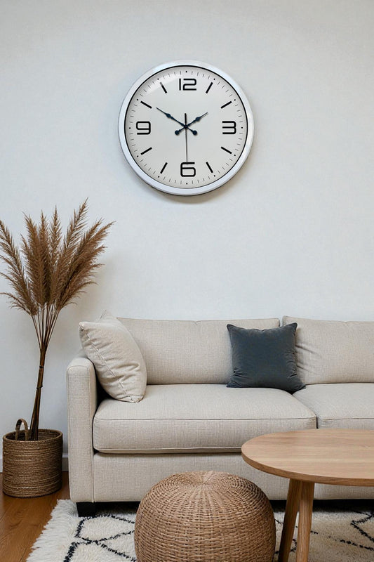 Zentime 40 Cm Metal Beyaz Modern Duvar Saati