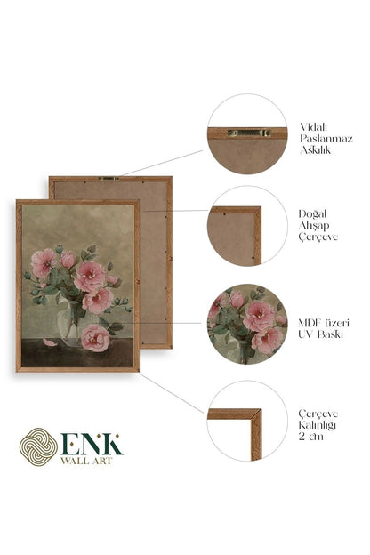 Çiçek Üçlü Ahşap Çerçeveli Tablo 50 x 70