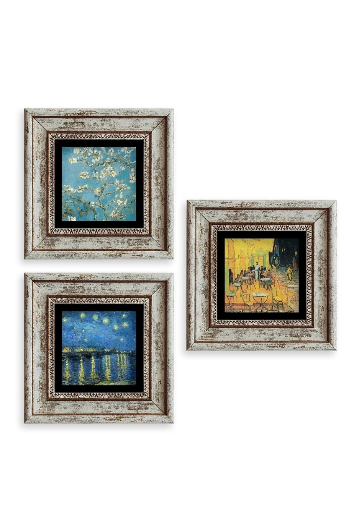 Van Gogh 3 lü Set Çerçeveli Taş Tablo 20 cm