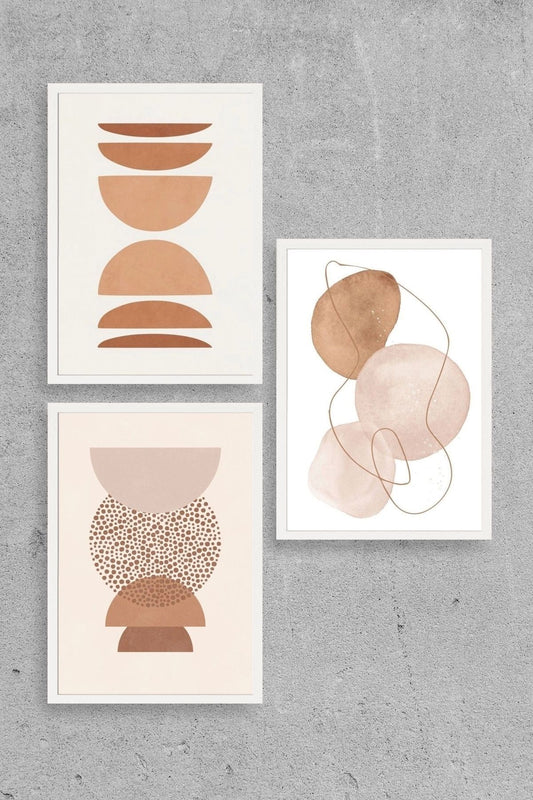 Modern Üçlü Ahşap Çerçeveli Tablo 50 x 70