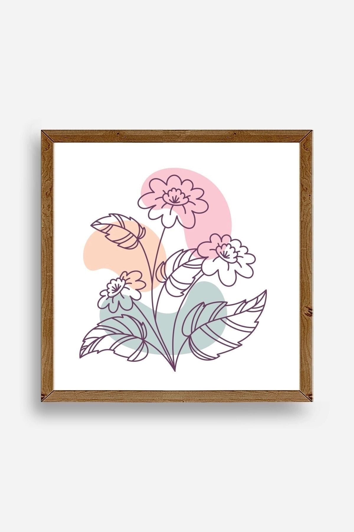 Çiçek Ahşap Çerçeveli Tablo 50 x 50