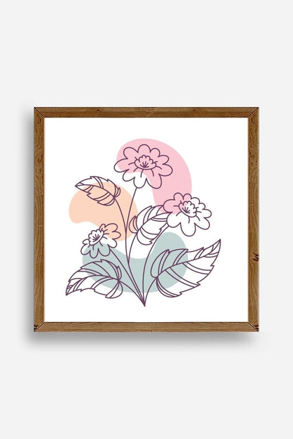 Çiçek Ahşap Çerçeveli Tablo 50 x 50