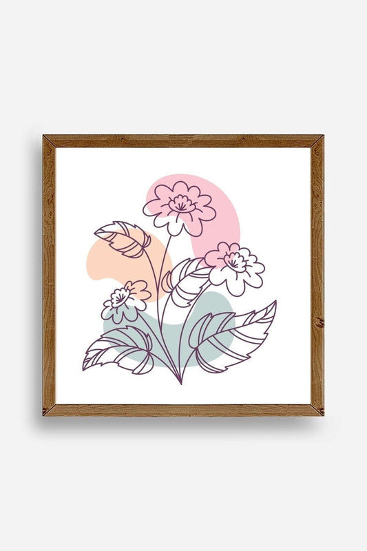 Çiçek Ahşap Çerçeveli Tablo 50 x 50