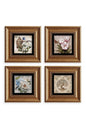 Çiçekler 4 lü Set Çerçeveli Taş Tablo 20 cm