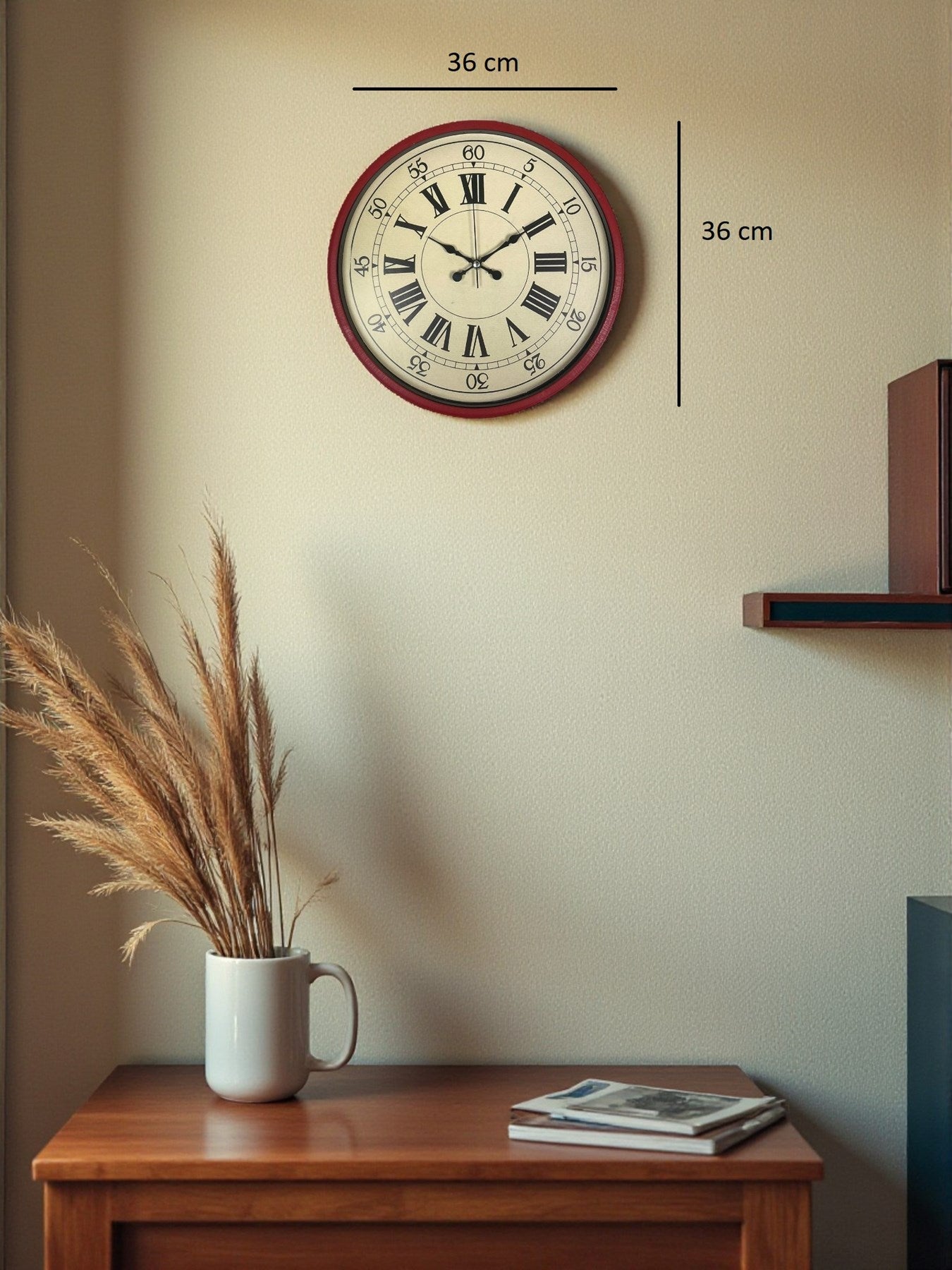 Zentime 36 Cm Kırmızı Dekoratif Duvar Saati