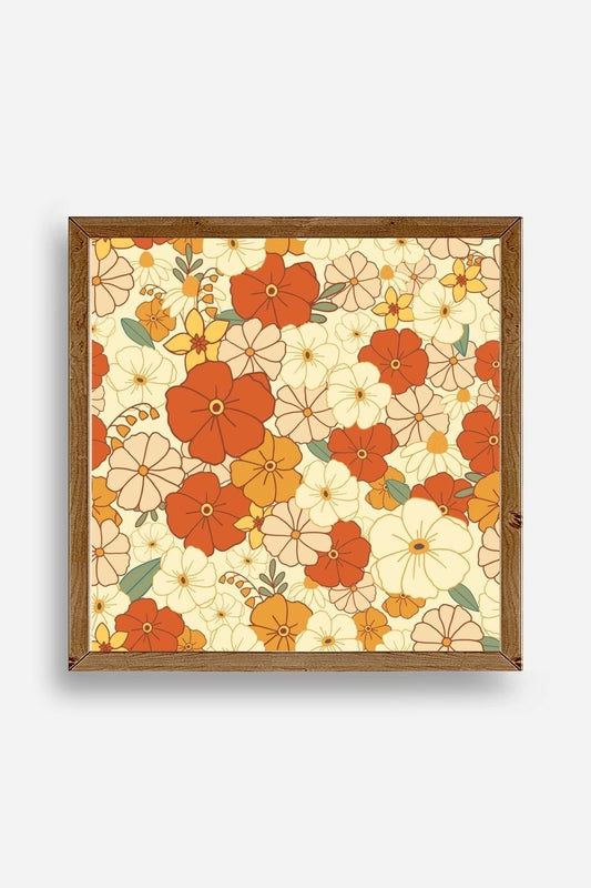 Çiçek Ahşap Çerçeveli Tablo 50 x 50
