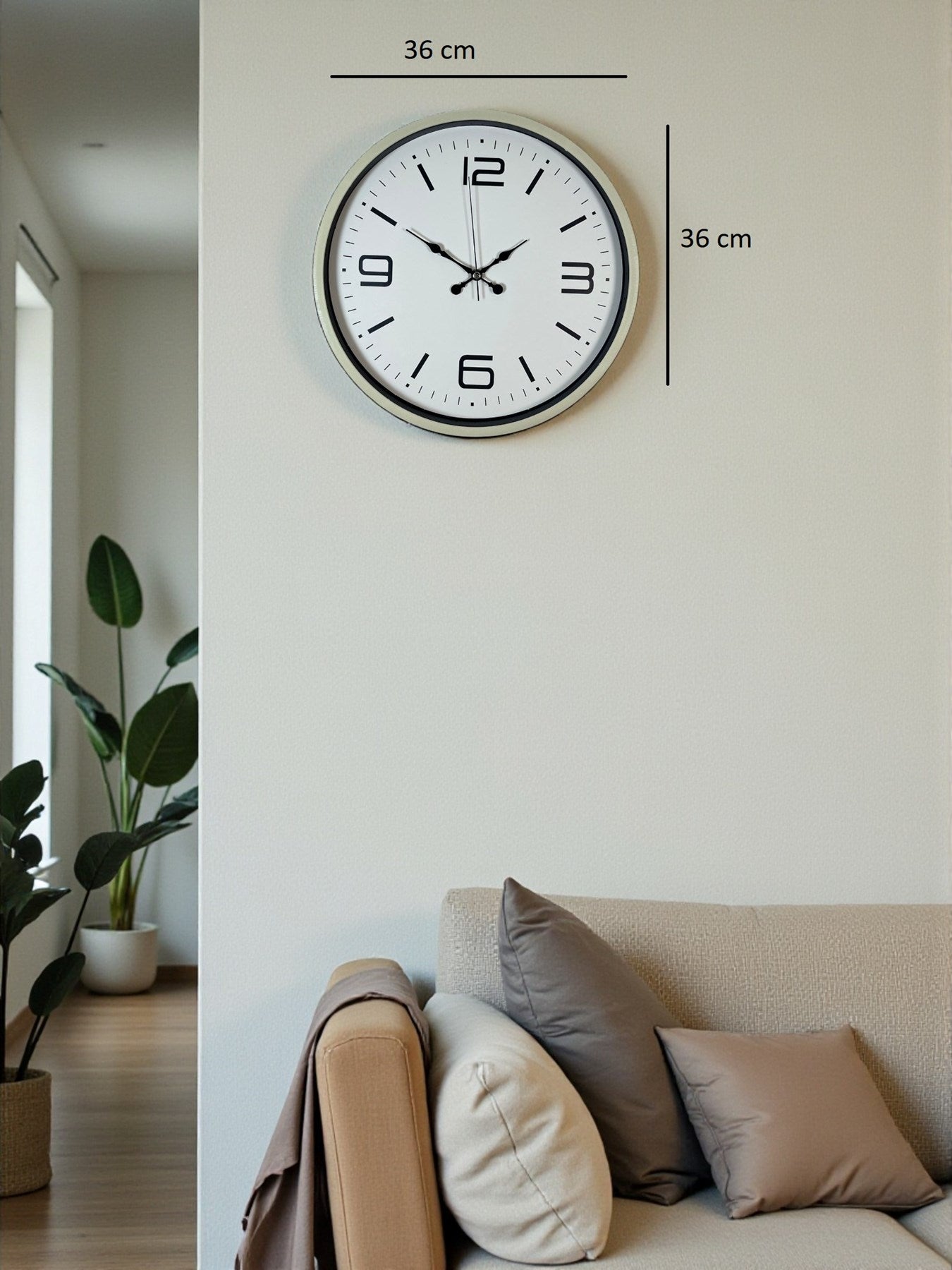 Zentime 36 Cm Krem Dekoratif Duvar Saati