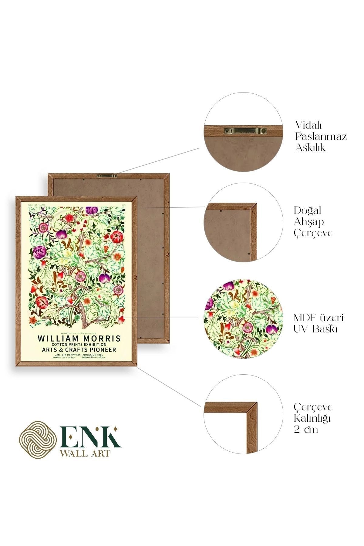 Çiçekler Ahşap Çerçeveli Tablo 30 x 42