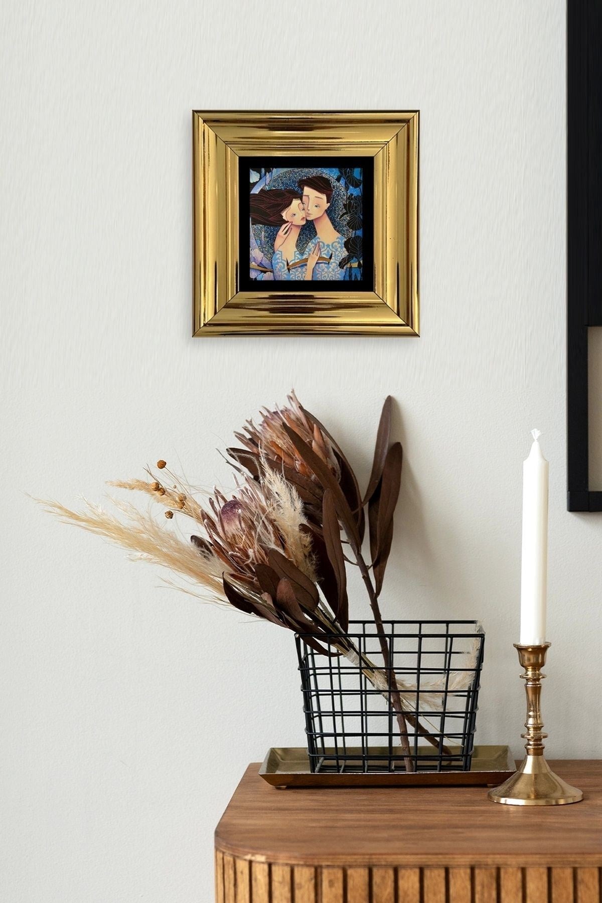 Sevgililer Çerçeveli Taş Tablo 20 cm