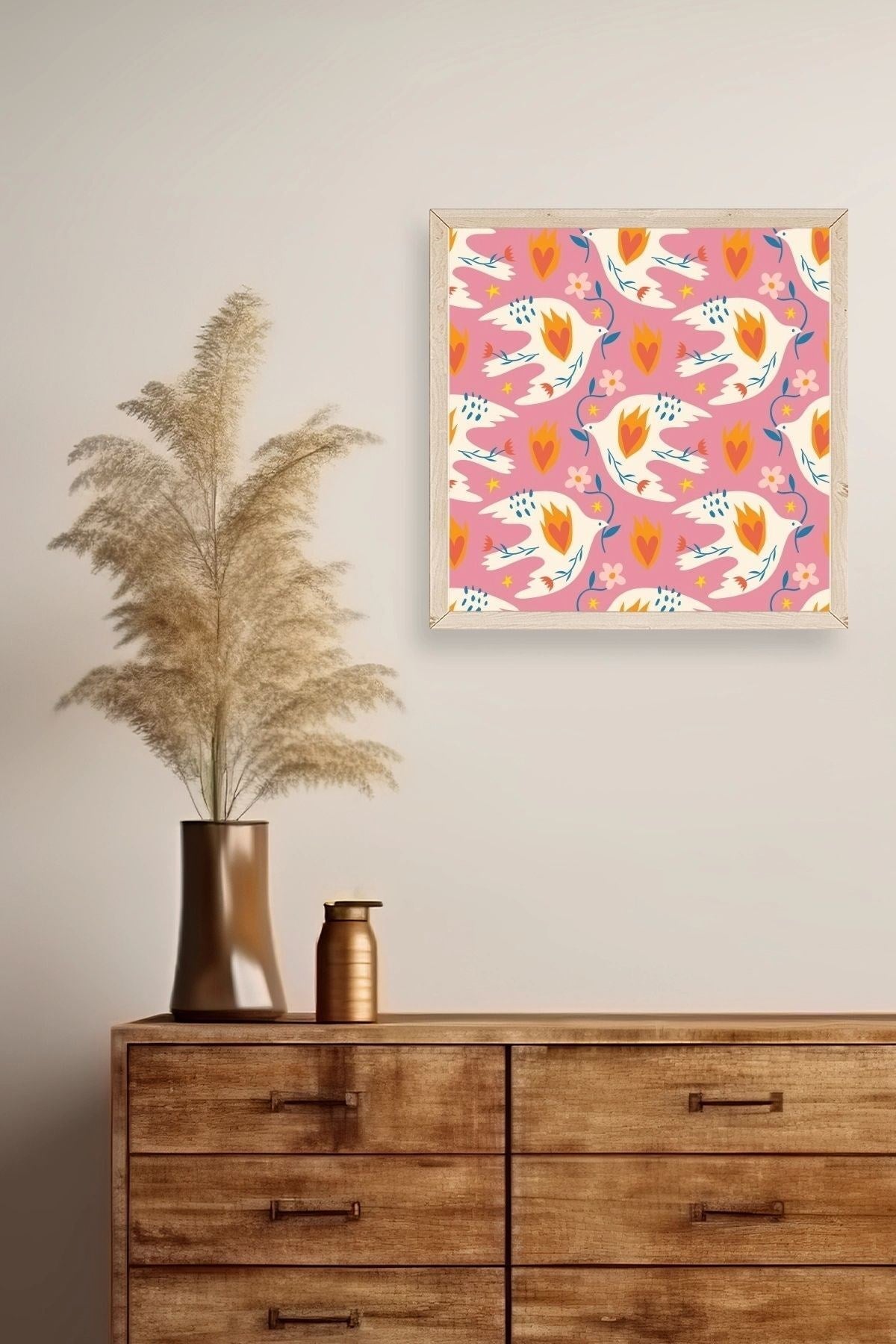 Kuş Ahşap Çerçeveli Tablo 23 x 23