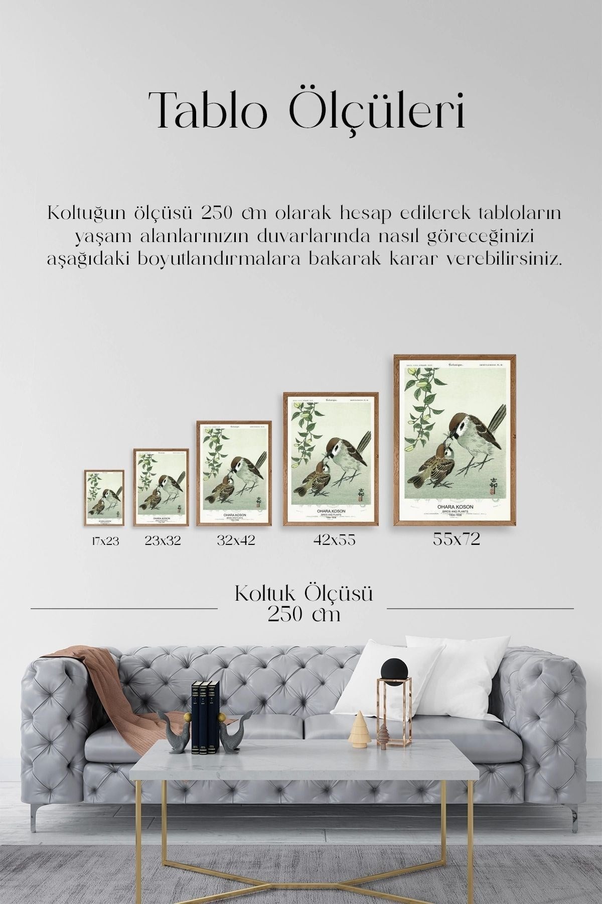 Kuşlar Ahşap Çerçeveli Tablo 50 x 70