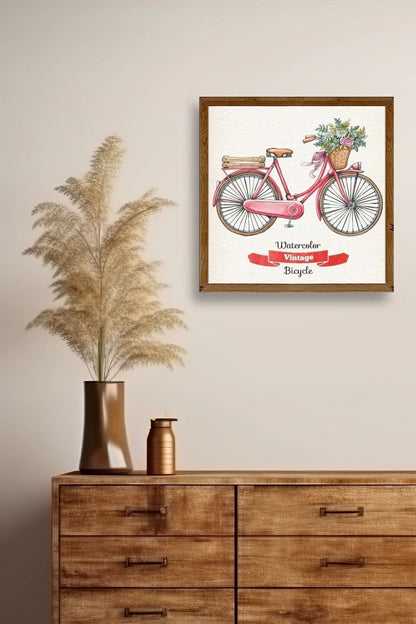 Bisiklet Ahşap Çerçeveli Tablo 42 x 42