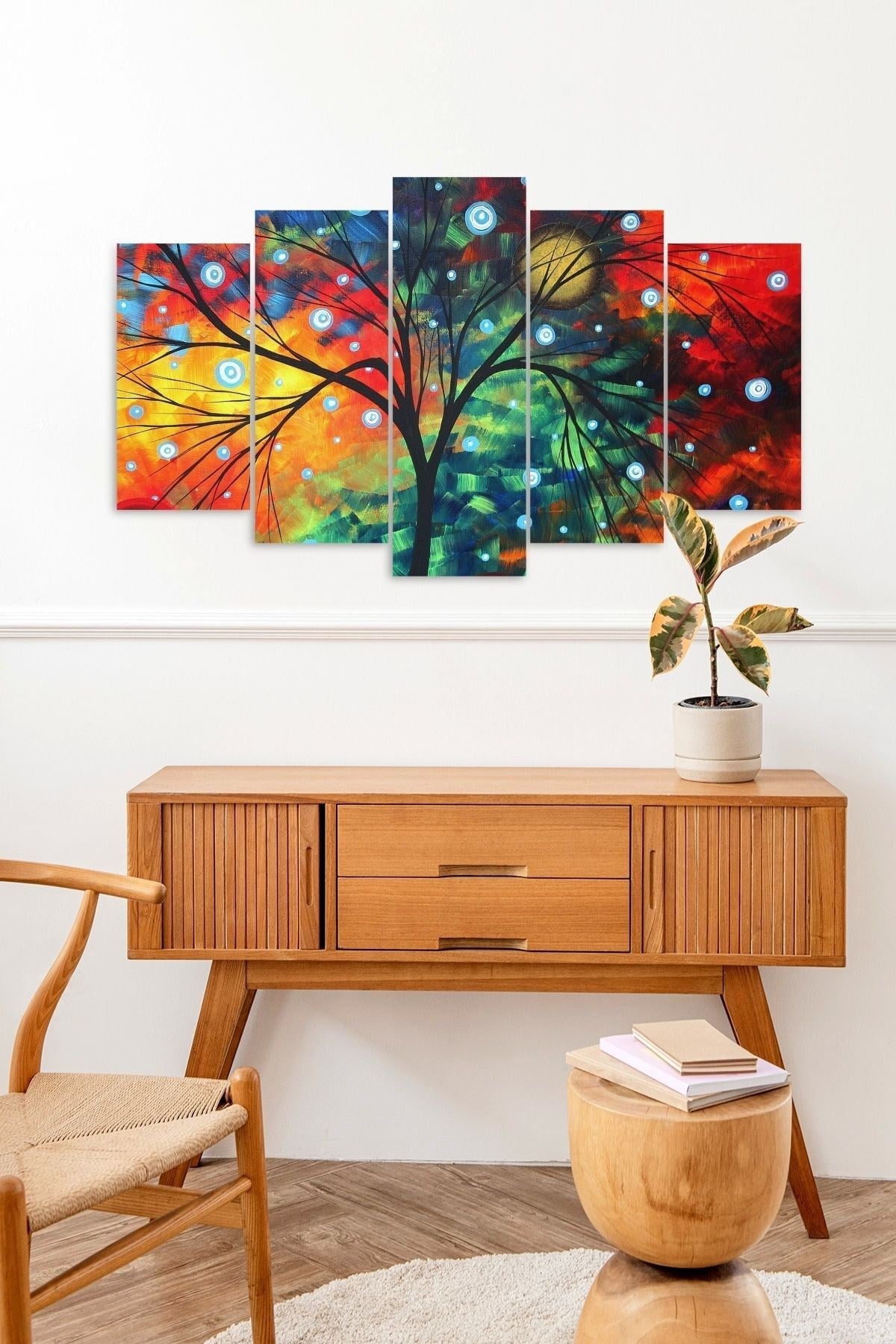 Ağaç ve Düşler 5 Parçalı Mdf Tablo 60 x 100