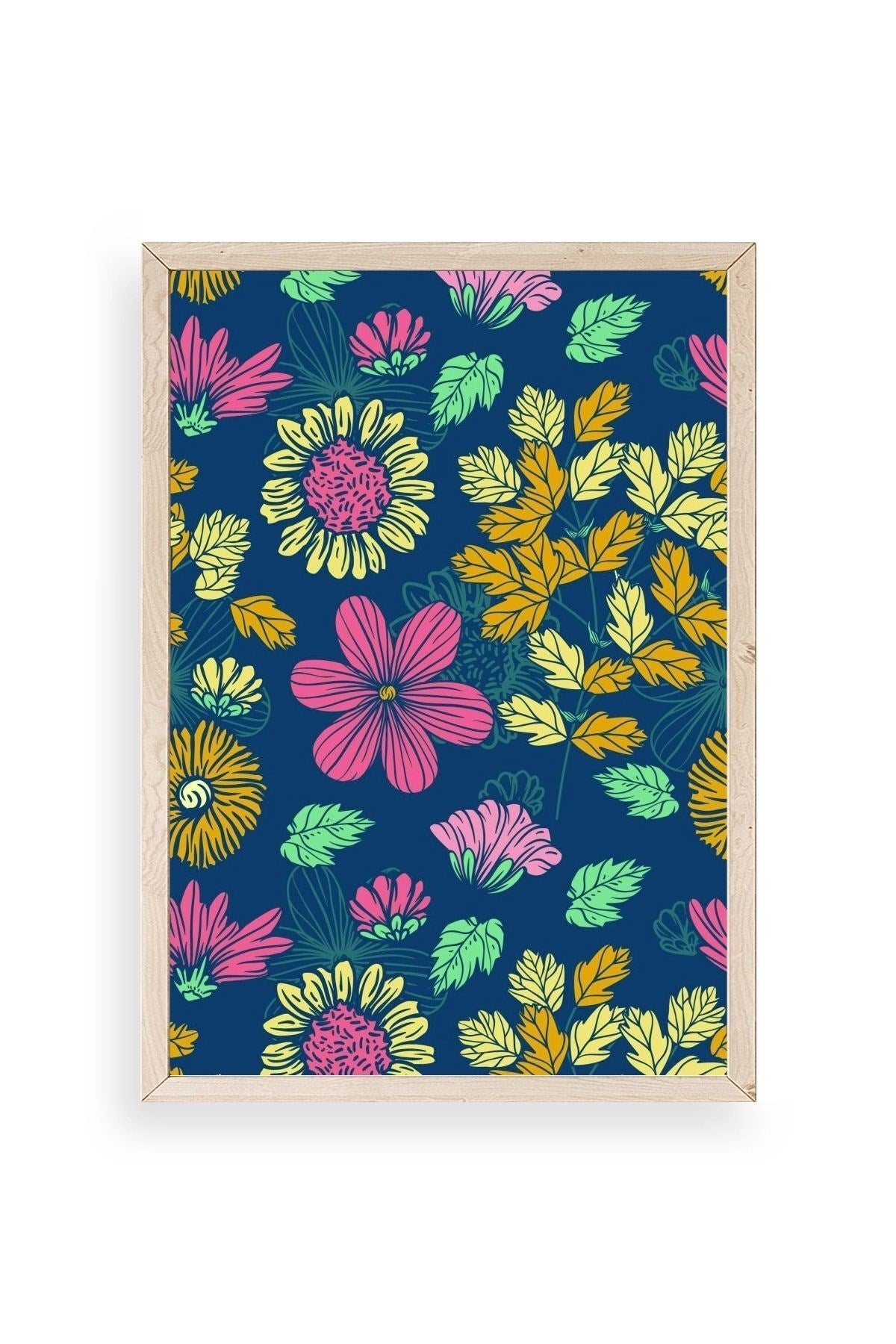 Çiçekler Ahşap Çerçeveli Tablo 50 x 70