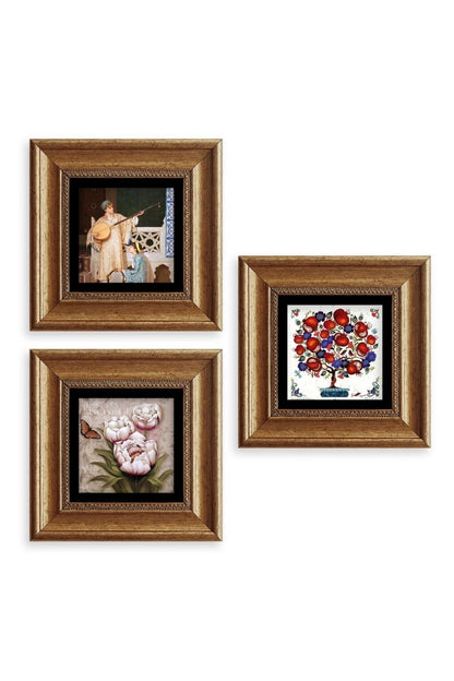 Mistik 3 lü Set Çerçeveli Taş Tablo 20 cm