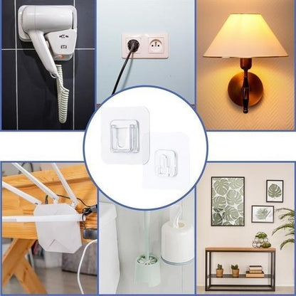 BUFFER® Eşya Sabitleme Askısı 10 Çift Şeffaf Çift Taraflı Yapışkanlı Geçmeli Klips