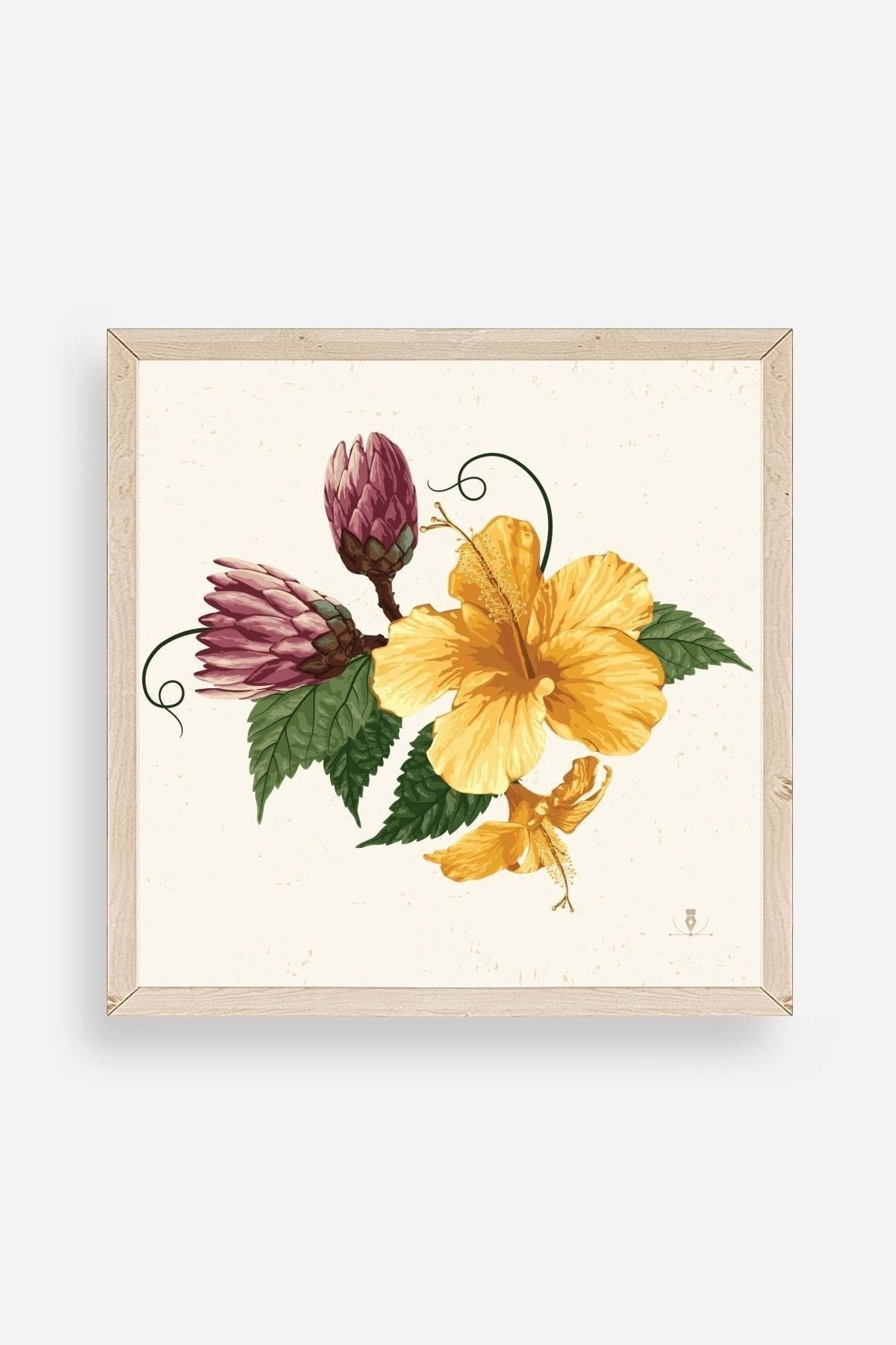 Çiçek Ahşap Çerçeveli Tablo 23 x 23