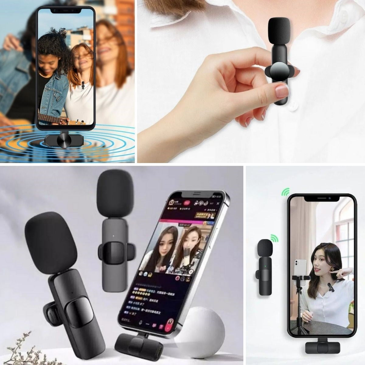 BUFFER® Type C Uyumlu İphone Dönüştürücülü Kablosuz Yaka Mikrofonu Android ve İphone Uyumlu Mini Mikrofon