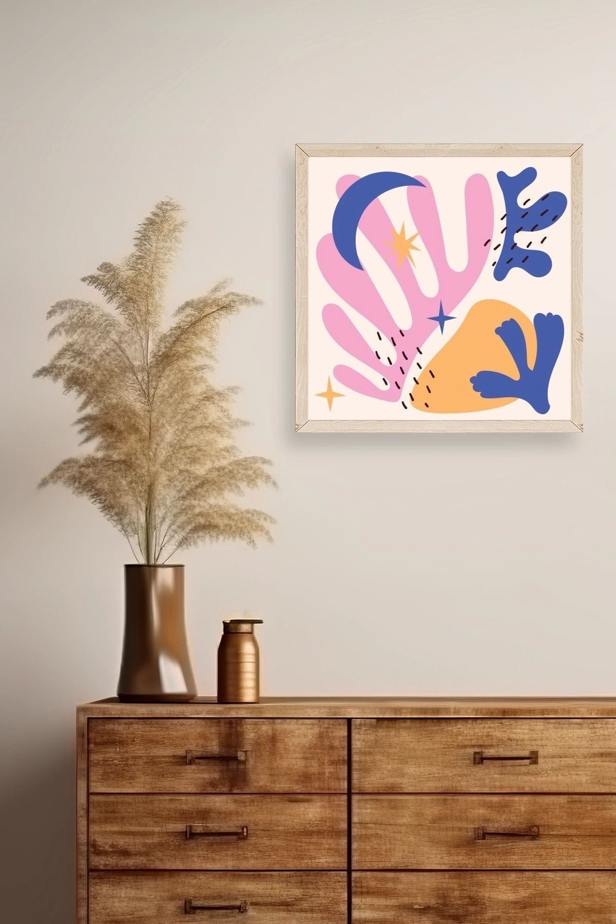 Soyut Ahşap Çerçeveli Tablo 42 x 42