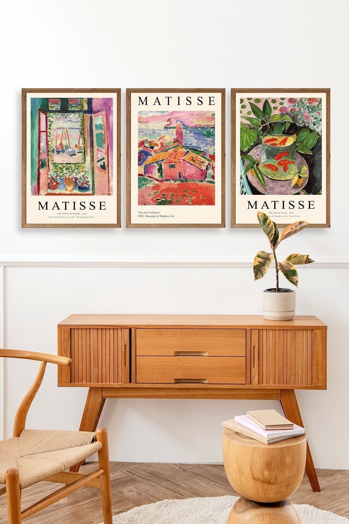 Matisse Üçlü Ahşap Çerçeveli Tablo 23 x 30