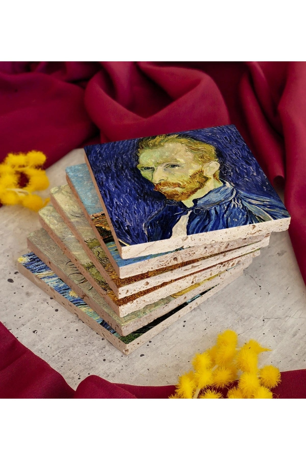 Van Gogh 6'lı Taş Bardak Altlığı