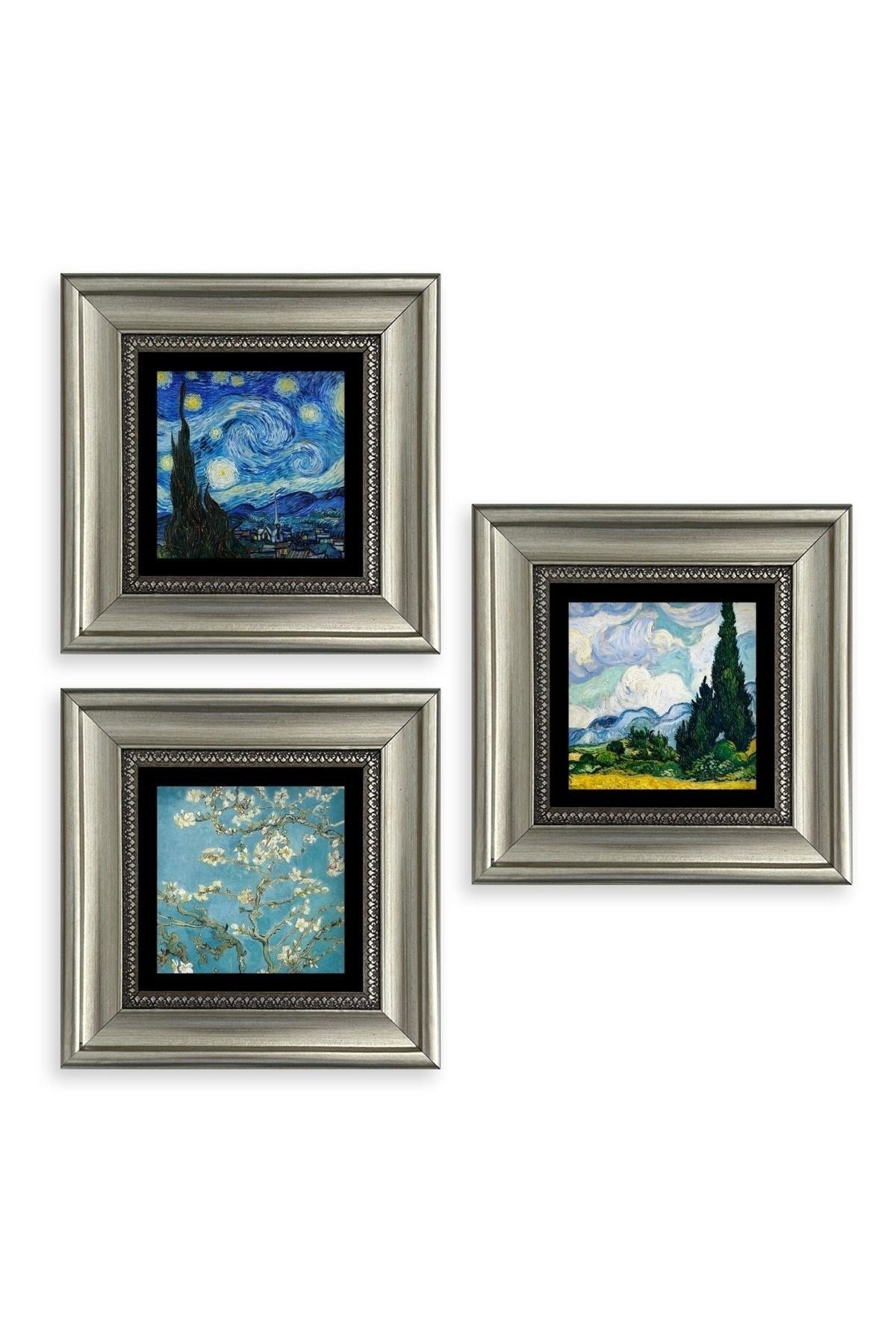 Van Gogh 3 lü Set Çerçeveli Taş Tablo 20 cm