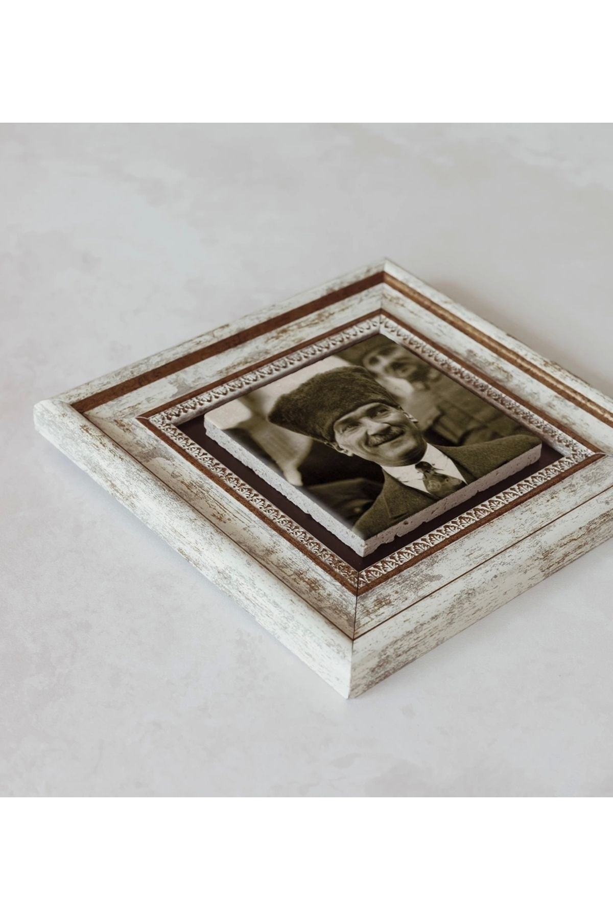 Atatürk Çerçeveli Taş Tablo , Çerçeveli Taş Duvar Dekoru 20 cm