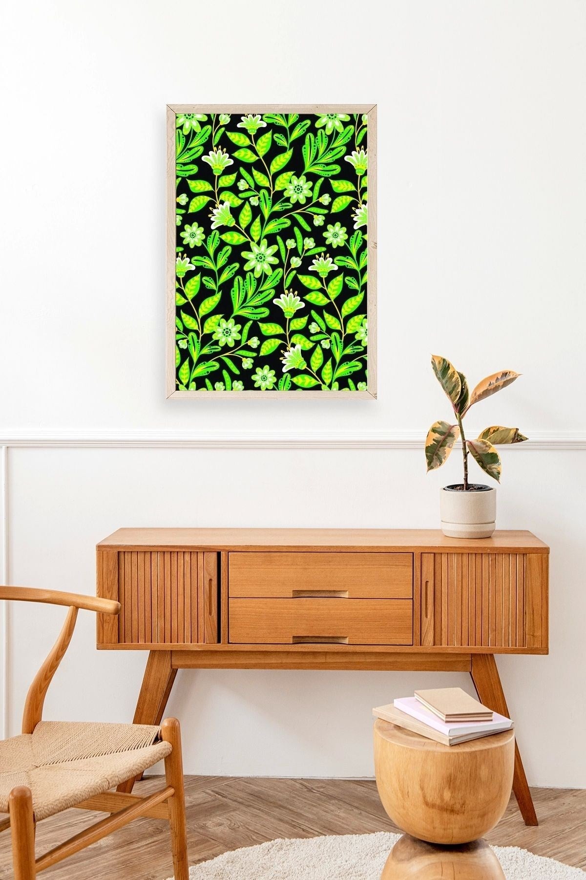 Yapraklar Ahşap Çerçeveli Tablo 50 x 70