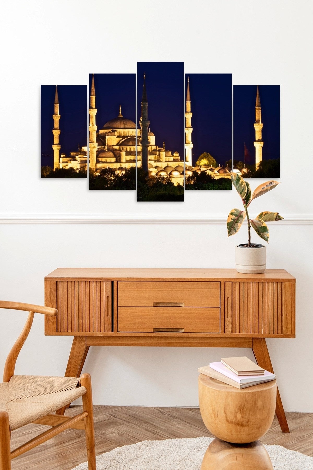 Camii Manzara 5 Parçalı Mdf Tablo 60 x 100