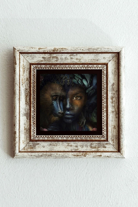 Afrikalı Kadın Çerçeveli Taş Tablo , Çerçeveli Taş Duvar Dekoru-enkcrcvtbl-00192 20 cm