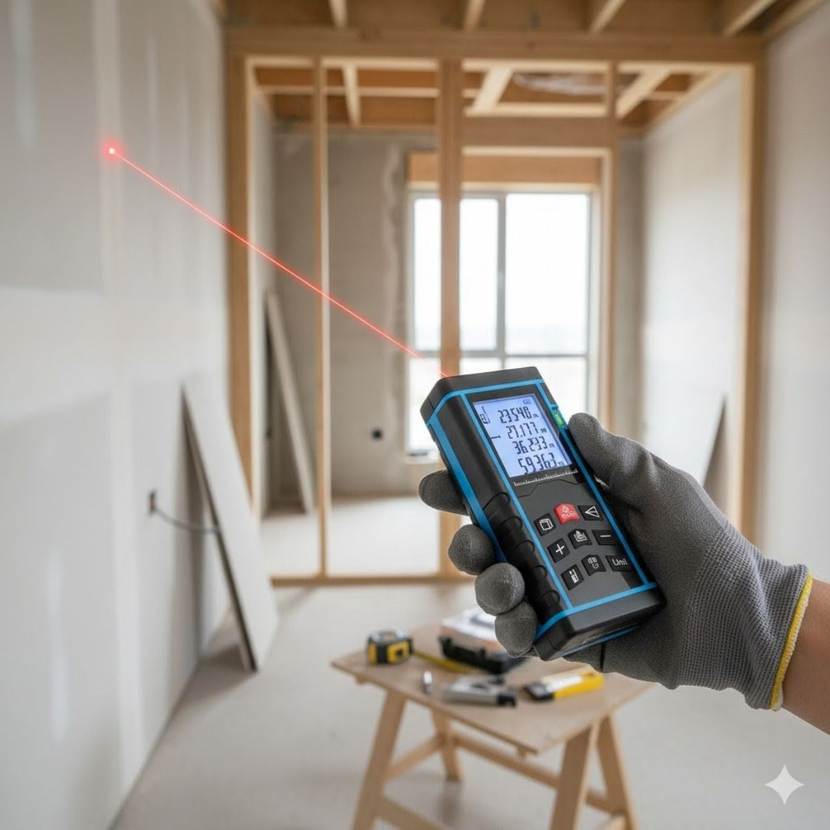 BUFFER® Profesyonel 40 Metre Dijital Lazer Metre Ölçüm Cihazı-LCD Ekranlı,Su Terazili,Pisagor Ölçüm Fonksiyonlu,20 Kayıt Hafızalı,Hassas Lazer Ölçer