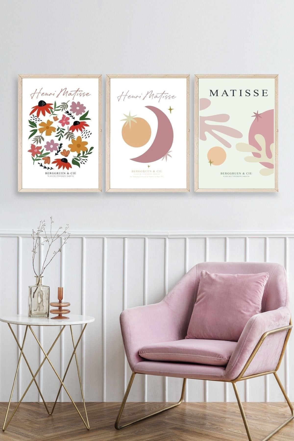 Matisse Üçlü Ahşap Çerçeveli Tablo 30 x 40