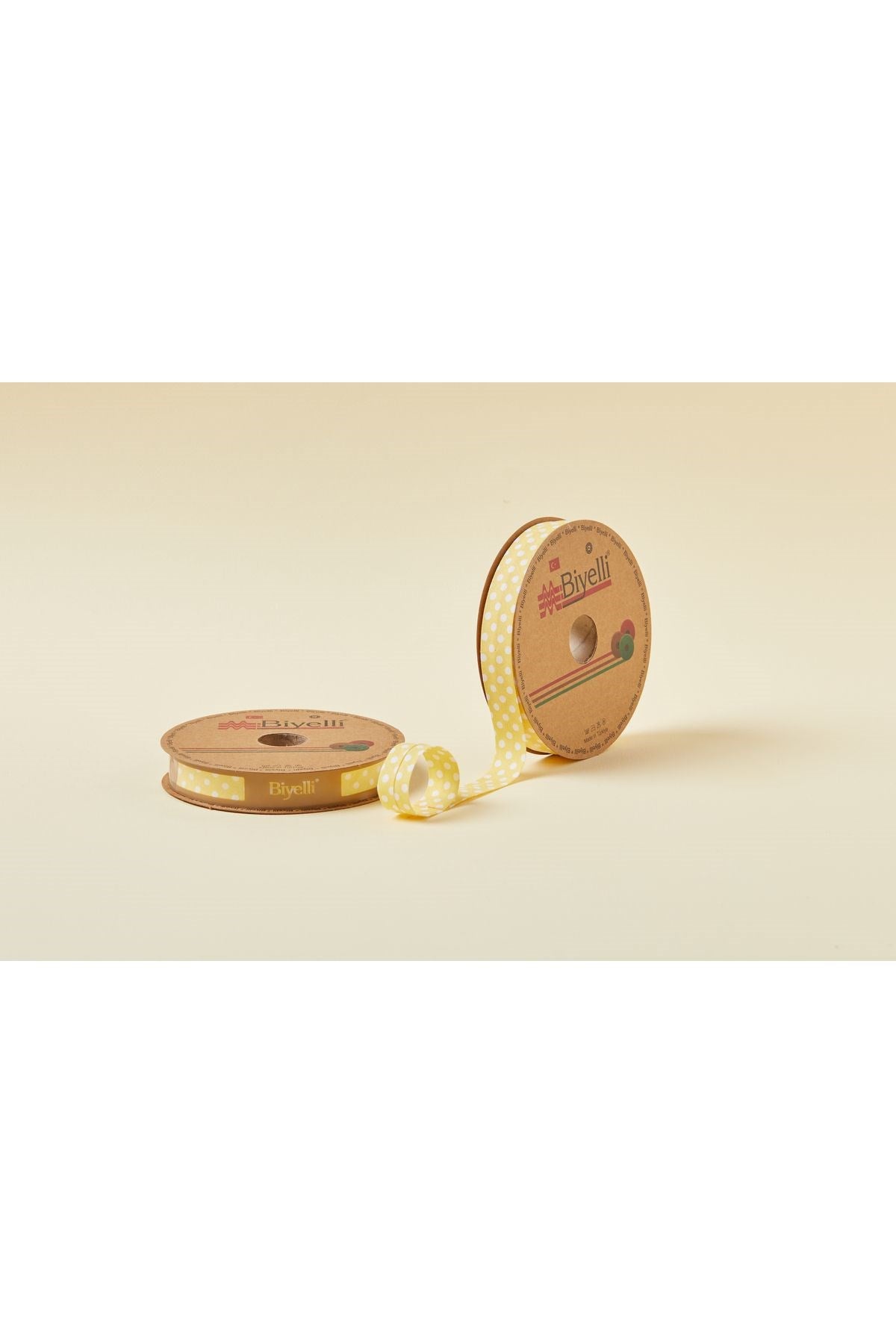 Biye Büyük Puanlı Katlı A14 Sarı 2 cm 25 Metre %65 Koton %35 Polyester