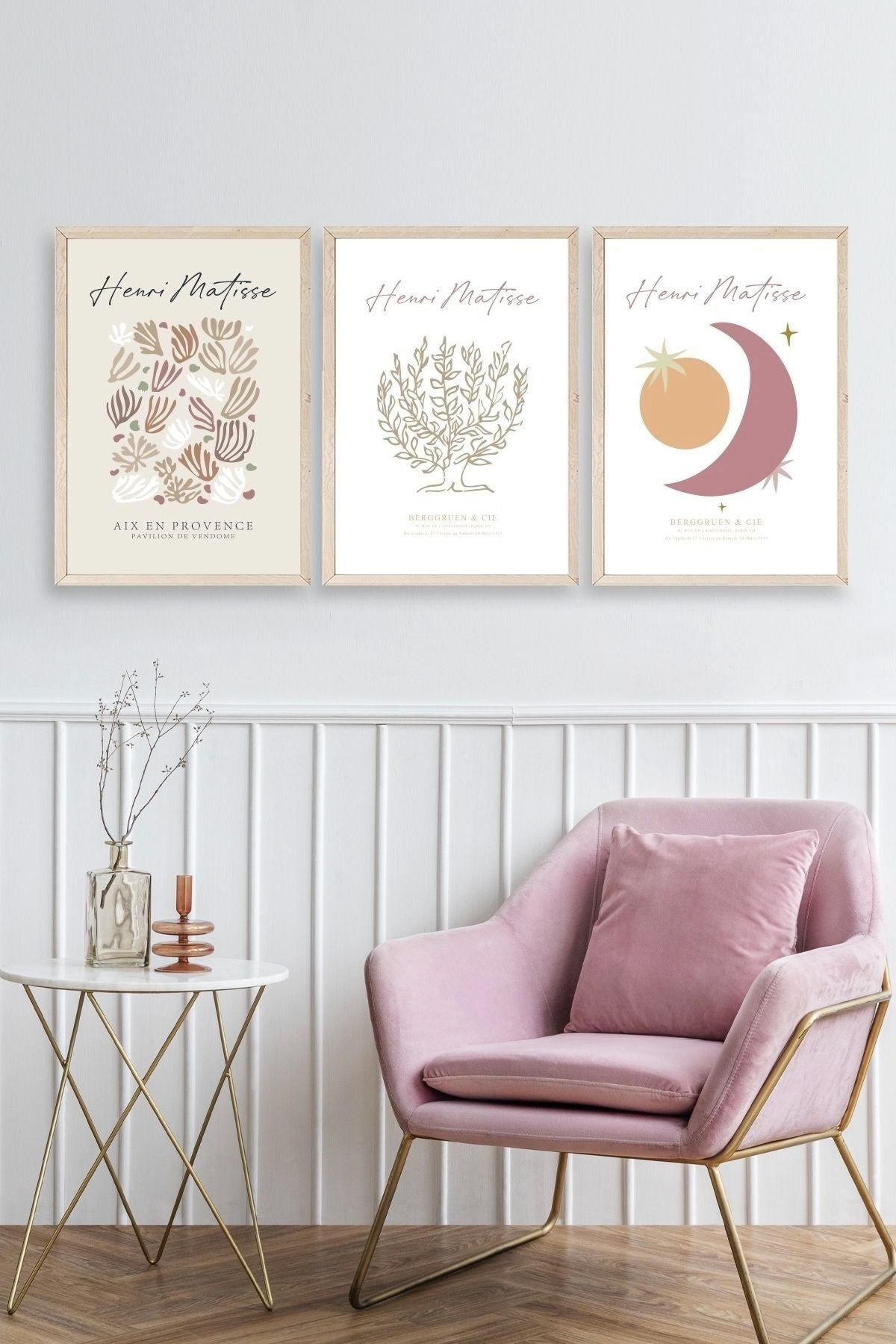 Matisse Üçlü Ahşap Çerçeveli Tablo 40 x 60