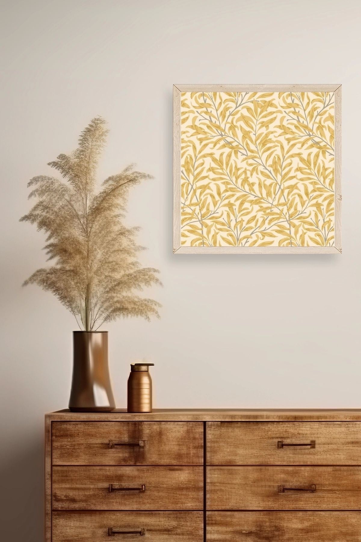 Yapraklar Ahşap Çerçeveli Tablo 50 x 50