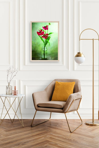 Çiçekler Ahşap Çerçeveli Tablo 17 x 23