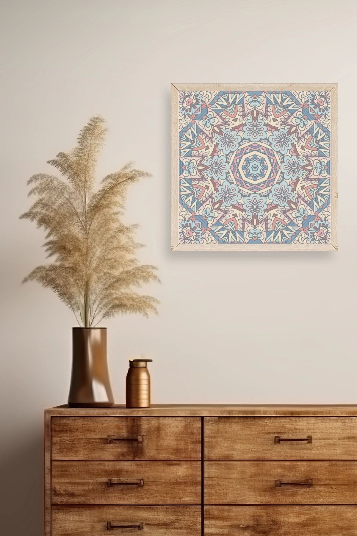 Mandala Ahşap Çerçeveli Tablo 50 x 50