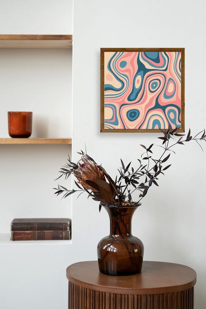 Soyut Ahşap Çerçeveli Tablo 42 x 42