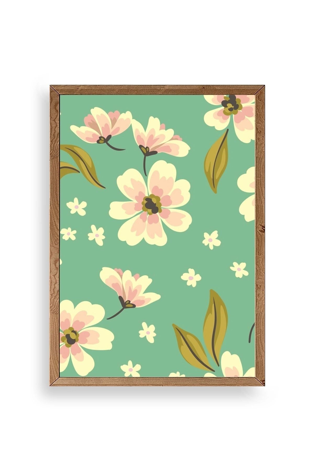 Çiçekler Ahşap Çerçeveli Tablo 50 x 70