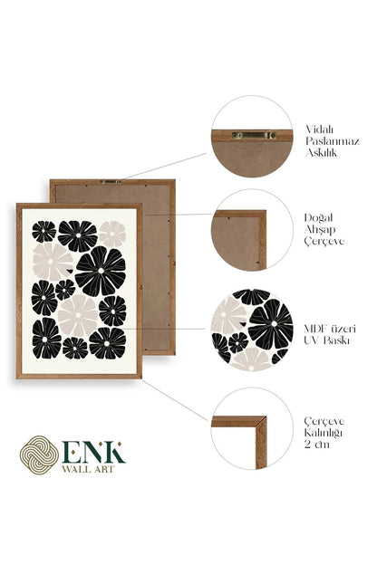 Çiçek Ahşap Çerçeveli Tablo