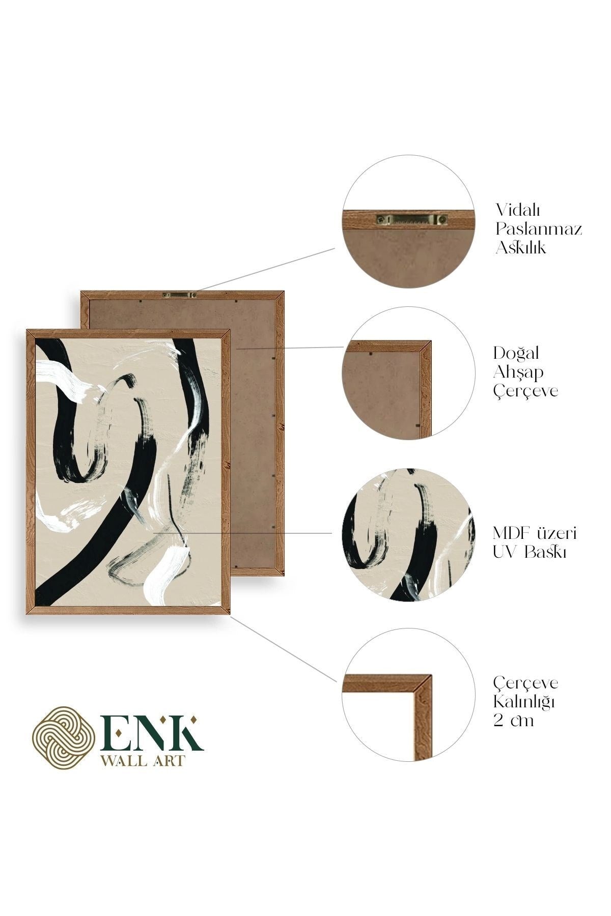 Soyut Ahşap Çerçeveli Tablo 50 x 70