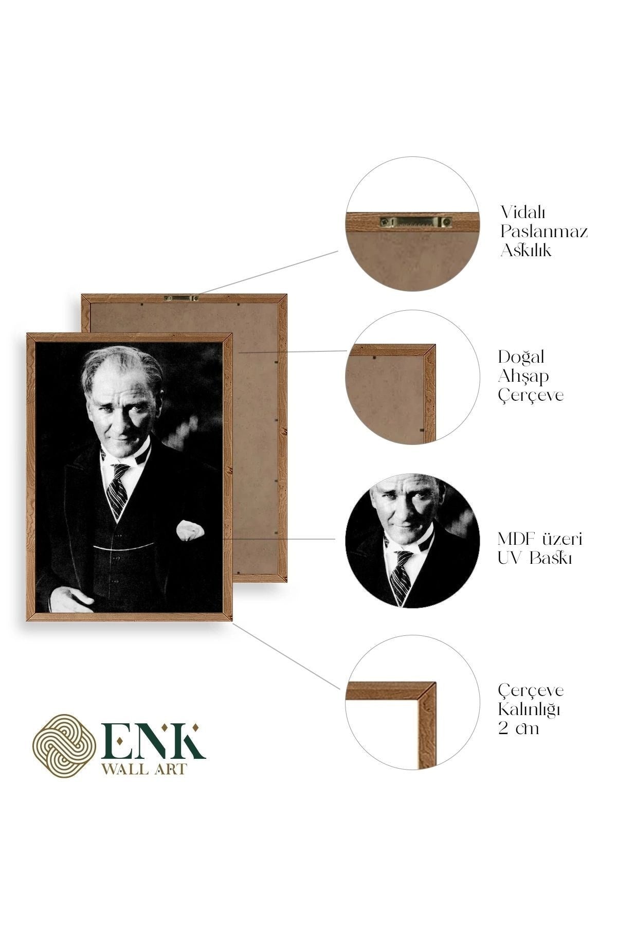 Atatürk Ahşap Çerçeveli Tablo 50 x 70