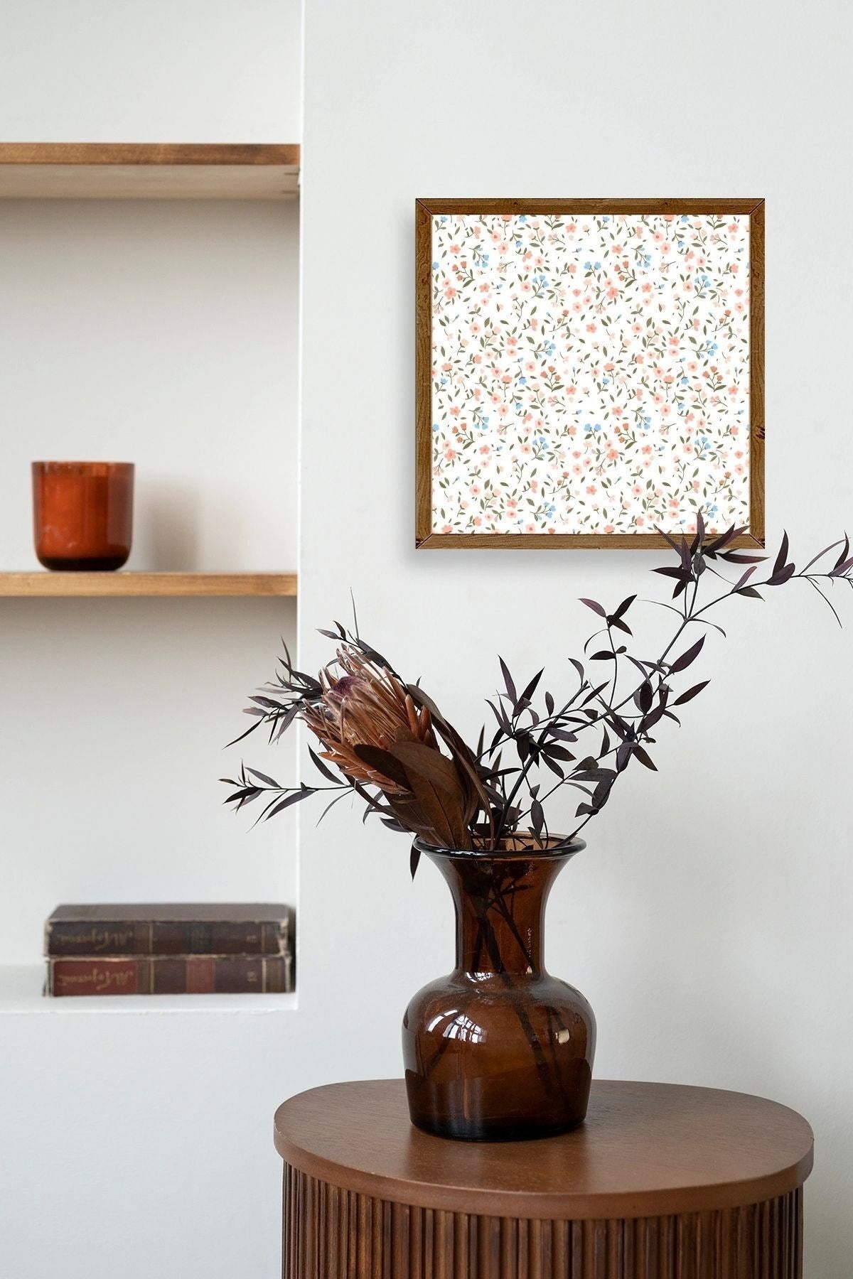 Çiçek Ahşap Çerçeveli Tablo 50 x 50
