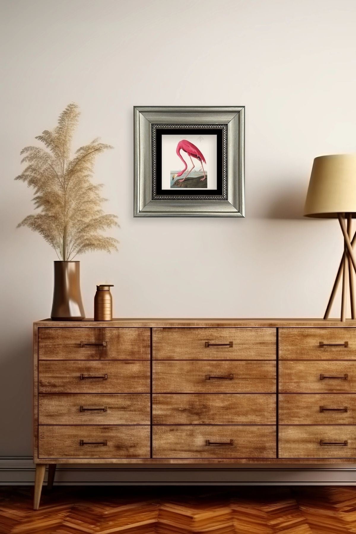 Flamingo Çerçeveli Taş Tablo 20 cm