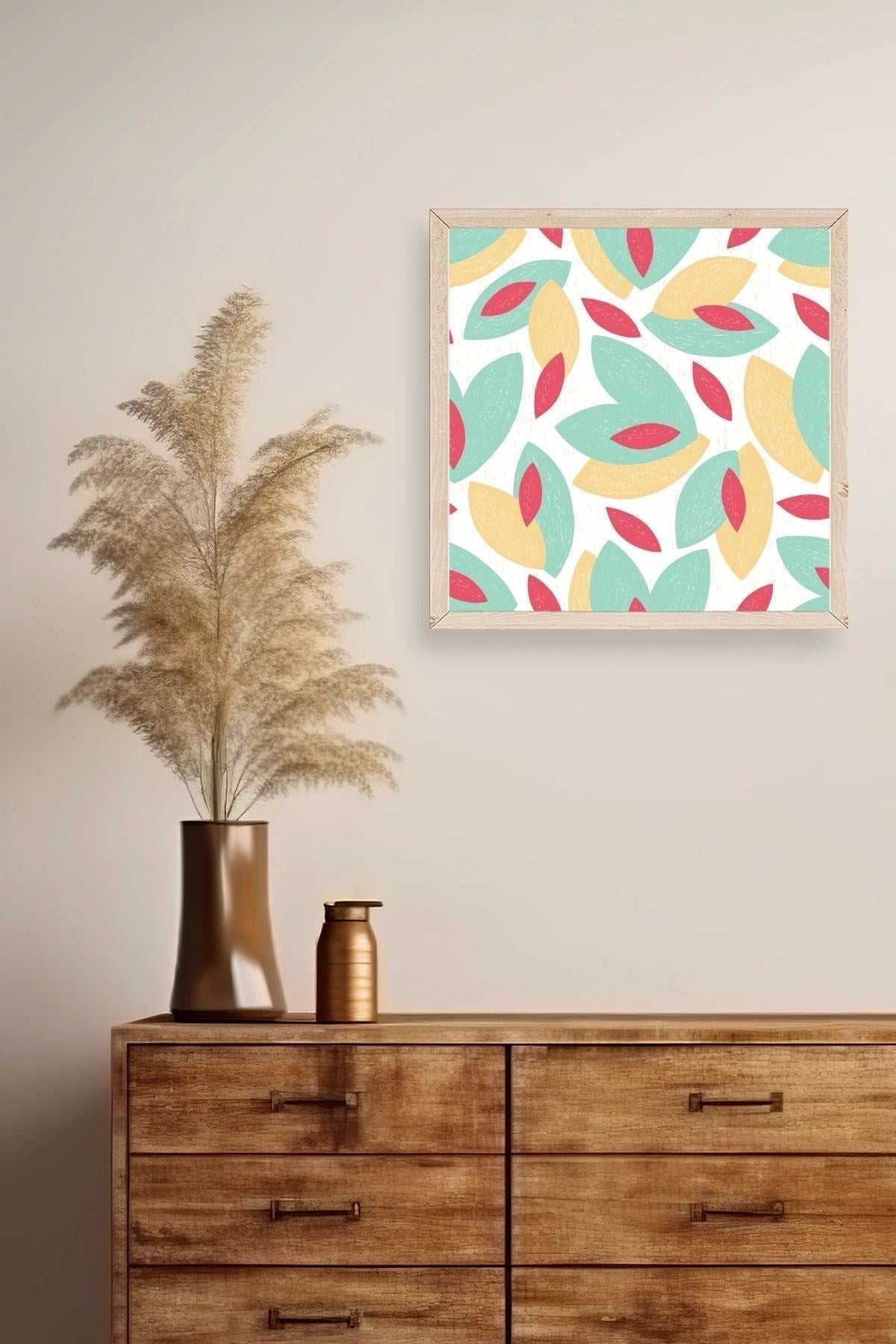 Yaprak Ahşap Çerçeveli Tablo 42 x 42