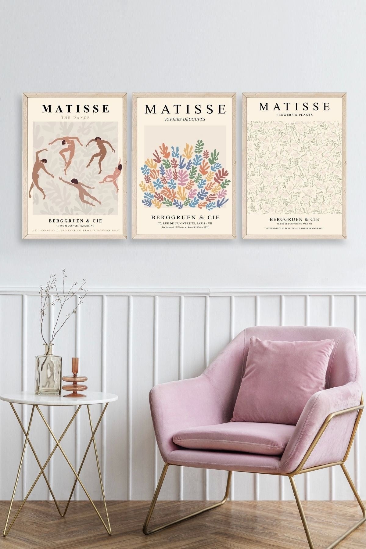 Matisse Üçlü Ahşap Çerçeveli Tablo 40 x 60